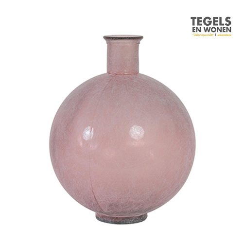 Vaas glas antiek roze bol | Tegels & Wonen