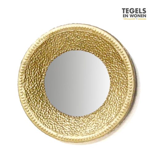 Spiegel metaal rond 45cm goud | Tegels & Wonen