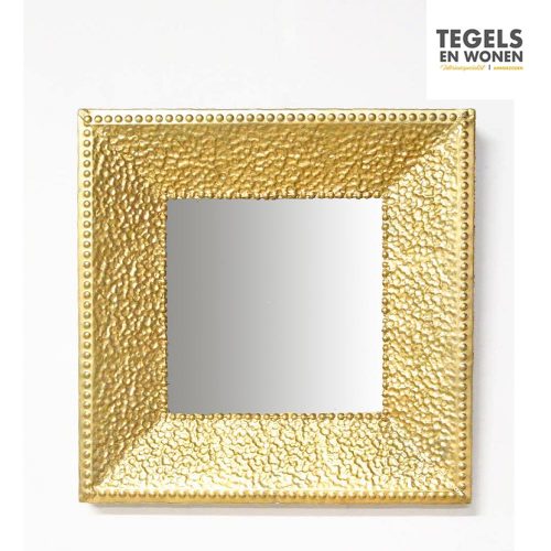 Spiegel metaal vierkant 45cm goud | Tegels & Wonen