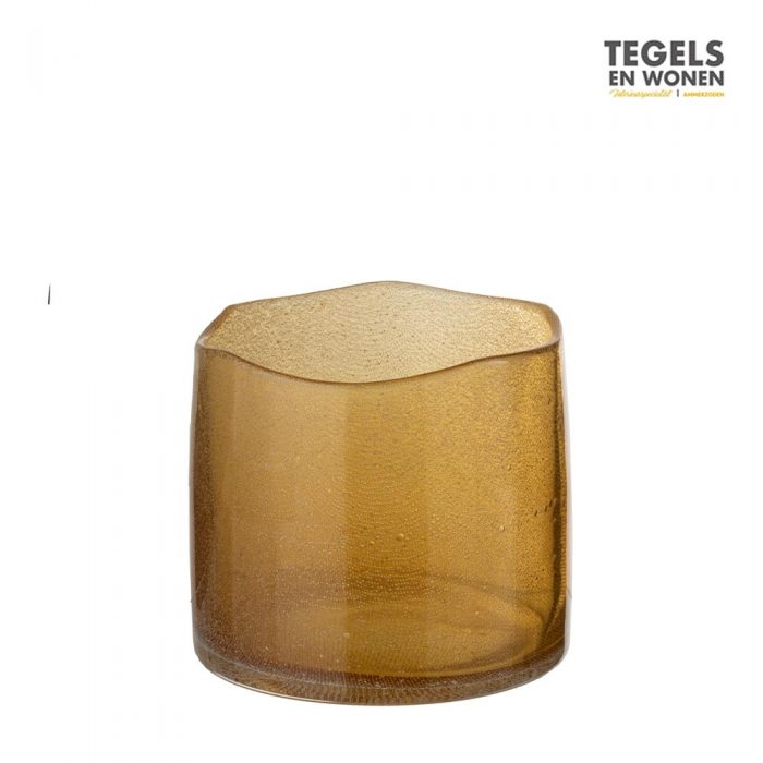 Vaas rond bellen glas oker S by J-Line | Tegels & Wonen